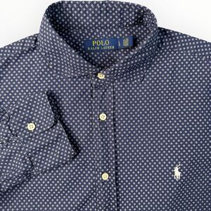 Polo Ralph Lauren Blue Polka Dot Shirt Mens Large Casual Button Down Preppy AOP